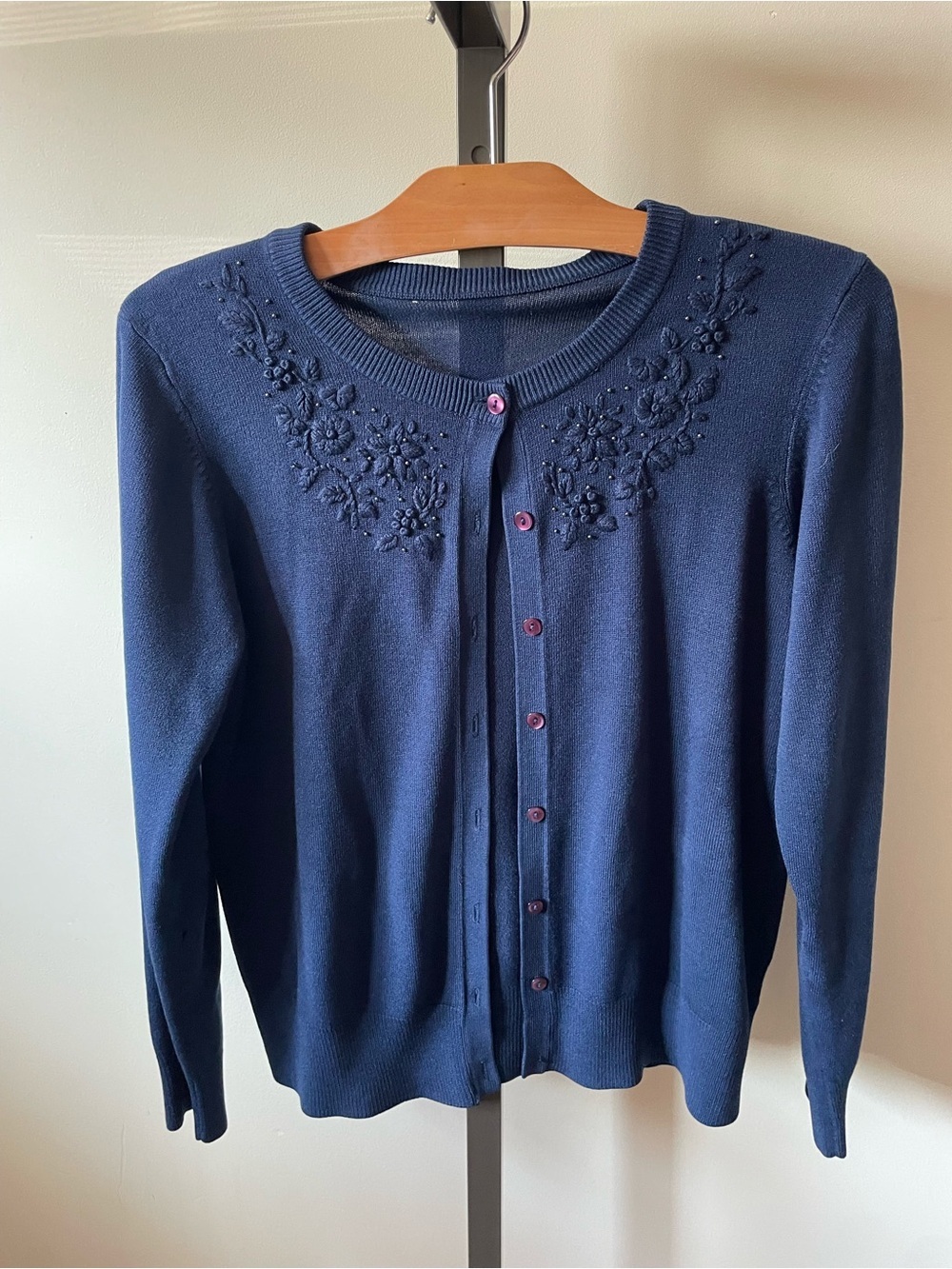 90s Y2K Vintage Beaded Embroidered Cardigan Knit Sweater